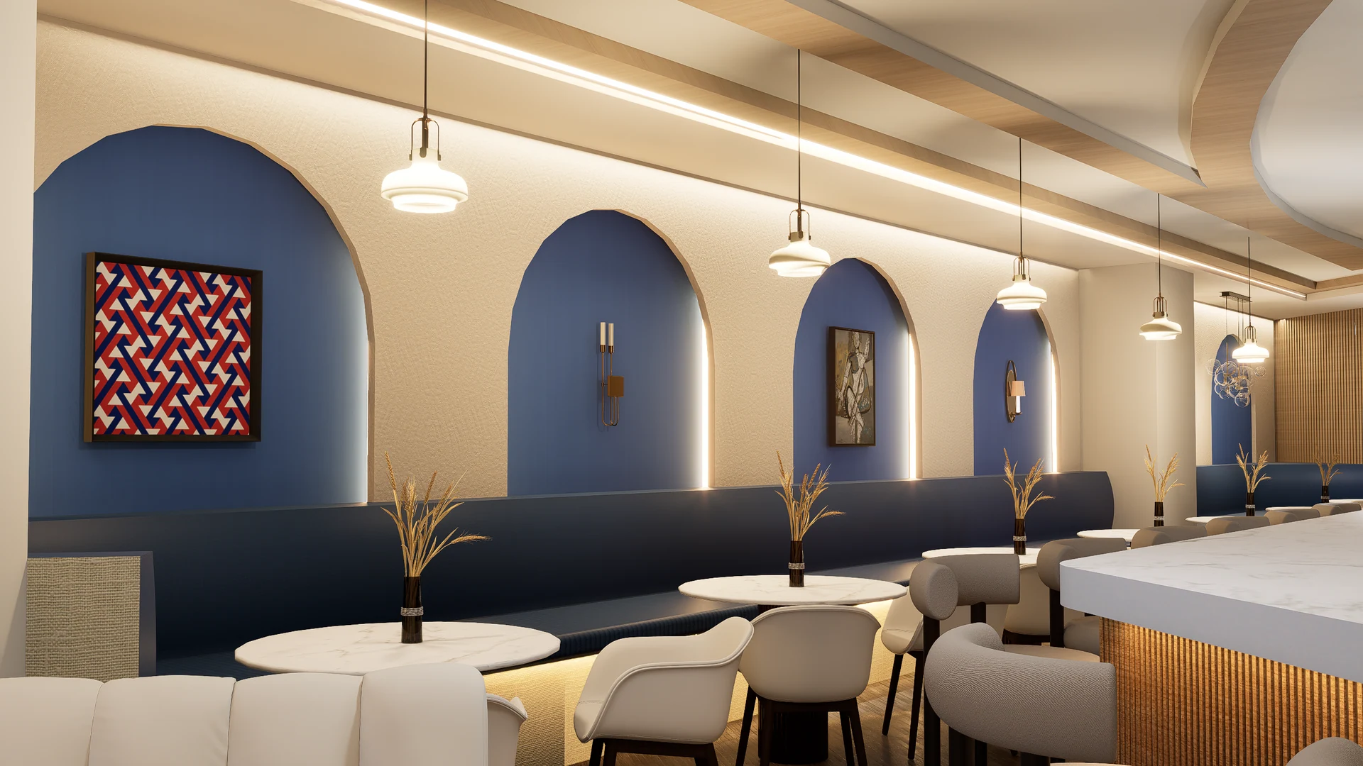 Empower — cafe seating view.